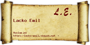 Lacko Emil névjegykártya